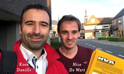 Koen en Nico in het centrum van Meerdonk